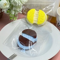 Jouet Squishy en Silicone Alimentaire en Gros, en Forme de Biscuit Sandwich au Chocolat, Extensible, avec Centre Crème, Doux, à Presser, Sensoriel, Anti-stress, Cadeau