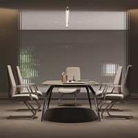 Ensemble table et chaises de conférence ovales modernes et minimalistes, longues et compactes, pour salle de réunion, de négociation et de formation, avec prise de courant intégrée, mobilier de bureau