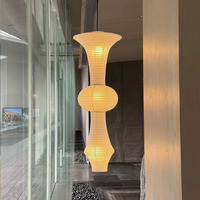 Lanterne suspendue créative en papier de riz japonais pliable, faite à la main, style vintage, grande taille, pour la décoration de plafond de centres commerciaux et de maisons