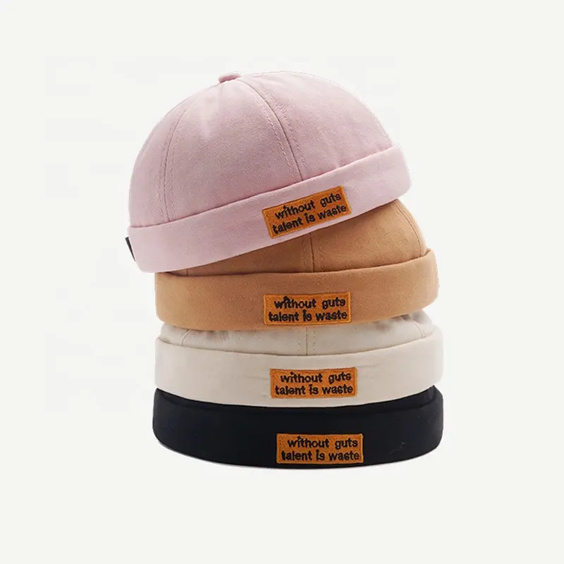 Manufacturer Trendy Color Skullcap Custom Logo Hip Hop Docker Cap Beret Hats Classic Brimless Cap For Men And Women