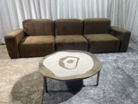 Modernes Braunes Modulares Ecksofa-Set Quadratisch Gepolstert Samt Massivholzrahmen Ottoman Anpassbar Komfortabel für Apartments