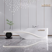 Comptoir de réception pliable en MDF de luxe moderne avec logo personnalisé pour bureau/salon/hôtel/école/hôpital