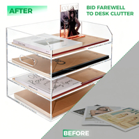 Support de documents de bureau OEM d'usine à 4 couches avec base antidérapante, organiseur de rangement de bureau, plateau à papier A4 pour le bureau, l'école et l'étude