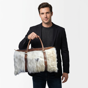 Real leather Duffle Bag Zipper Closure Travel Weekender Hair Handmade Leather <b>Holdall</b> Premium Durable <b>Luggage</b> OEM - Product Image 3