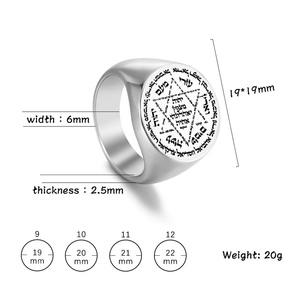 R054 Protégez Dieu Pendentif <span class=keywords><strong>Kabbale</strong></span> Amulette Noms de 12 <span class=keywords><strong>Anges</strong></span> Étoile de David Talisman Bijoux Bague en acier inoxydable gravée au laser - Product Image 3