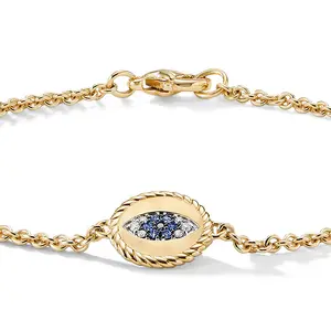 Gemnel Hot Sale 925 Sterling Silver Blue Eye Bracelets Adjust 18k Gold Plated Evil Eye-shaped Jewelry Women Bracelet