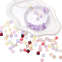 10 pièces/sac, perles de taille lâche transparentes scintillantes en forme de fleur de 10 mm pour la fabrication de bijoux DIY, porte-clés, bracelets, boucles d'oreilles