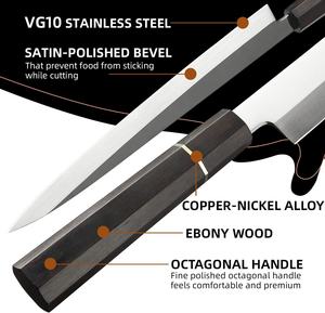 มีดซาซิมิปลาแซลมอน ยันากิ 10 นิ้ว คุณภาพสูง พรีเมียม สไตล์ญี่ปุ่น ผลิตจากเหล็ก VG10 พร้อมด้ามไม้มะเกลือ - Product Image 5