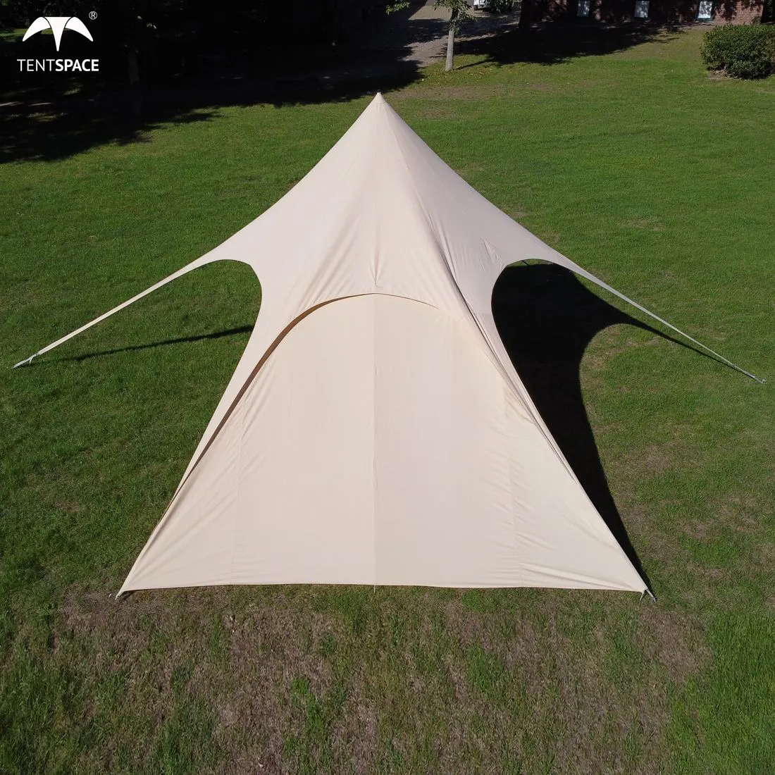 Diskon besar klasik besar putih bintang berbentuk tenda laba-laba tahan air pelindung matahari tenda tenda untuk acara pesta luar ruangan