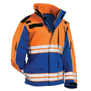 Chaqueta de Trabajo de Alta Visibilidad Unisex, Poliéster, Impermeable, Resistente al Viento, Reflectante, de Seguridad, Azul Verde Lima - Product Image 4