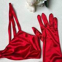 Ensemble de lingerie en satin rouge de luxe, 3 pièces, soutien-gorge et string à nœud sur le devant, avec longues manches pour femmes, lingerie intime sexy