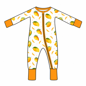 Combinaison bébé en bambou imprimé mangue avec fermeture éclair bidirectionnelle, vente en gros, personnalisable - Product Image 1