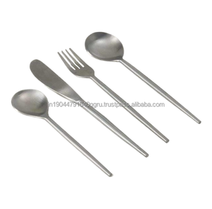 Juego de cubiertos de acero inoxidable y Plata mate 18/10 de lujo al por mayor, cubiertos y tenedores de diseño moderno de alta calidad para fiestas - Product Image 1