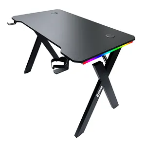 X-şekilli ergonomik bilgisayar oyun masası kırmızı renk PC oyun masası e-spor oyun masası RGB ışıkları ile