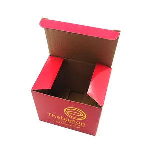 KAII Merah Kemasan Masukkan Mug/Cangkir Kopi Kotak dengan Busa dan Rose Gold Foil Logo