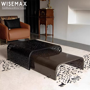 WISEMAX FURNITURE Juego de Mesa de <span class=keywords><strong>Centro</strong></span> de Acero Inoxidable de Estilo Moderno Italiano para Sala de Estar, Sofás, Mesa de <span class=keywords><strong>Centro</strong></span> para Vestíbulo de Hotel, Cafetería - Product Image 3
