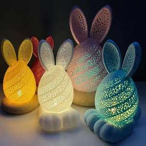 Linterna LED de Conejo de Pascua Impresa en 3D al por Mayor, Lámpara Hueca de Plástico con Forma de Conejo, Decoración para Fiestas y Festivales, Luz Nocturna Festiva, OEM - Product Image 4