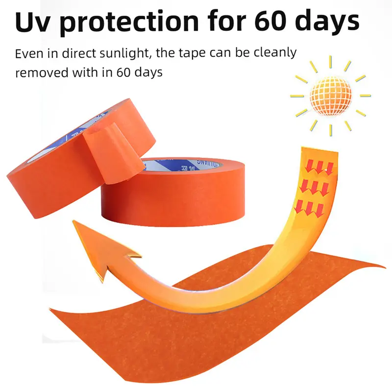 YOUJIANG UV direnci 60 gün hiçbir kalıntı yapıştırıcı washi kağıt turuncu ressamlar araba otomotiv boyama için maskeleme bandı