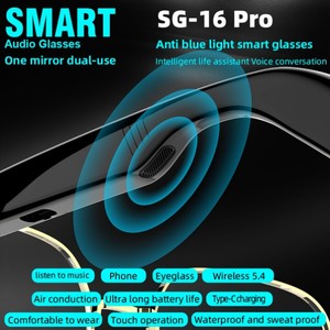 แว่นตาอัจฉริยะ LP SG16 PRO รุ่นแฟชั่นสีทอง พร้อมผู้ช่วยเสียง AI ป้องกันรังสียูวี ภาพคมชัด รองรับการโทรผ่านบลูทูธ หูฟัง TWS ควบคุมด้วยระบบสัมผัส ระบบส่งสัญญาณเสียงผ่านอากาศ - Product Image 6
