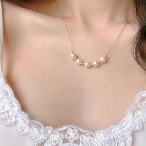 Collar de Perlas Zhuji con Baño de Oro de 14k, Perlas de Agua Dulce Blancas Casi Redondas de 6-7 mm, Cadena de Cuello Estilo Road Tong - Product Image 4