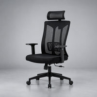 Chaise de bureau ergonomique réglable avec appui-tête, dossier en maille, siège pivotant pour bureau d'étude, durable, noire, directement du fabricant