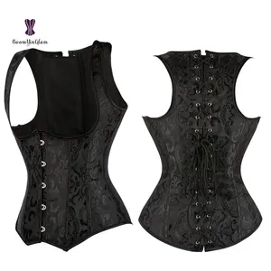 Steampunk Gothic Cincher Corsetto Korsett nero della maglia burlesque cintura donna sotto il seno