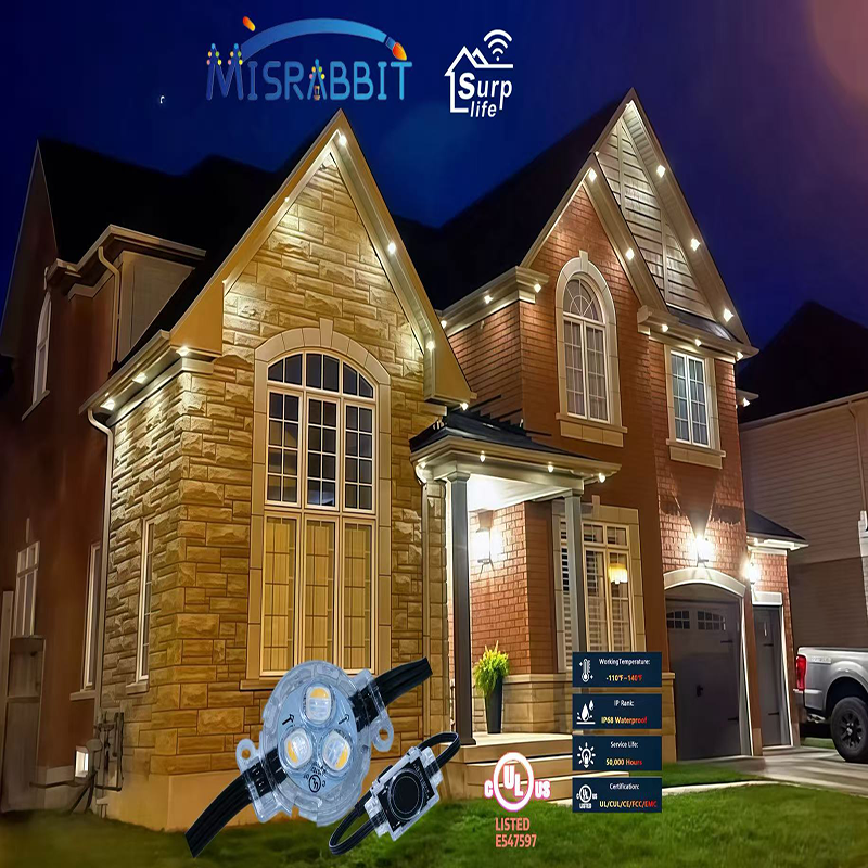 Misrabbit 30MM 0.96W 12V Gemstone Permanent Outdoor Lights 3 Led Waterproof Christmas Rgbw With Surplife App And Track · image 3