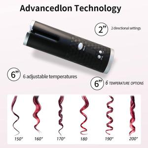 Wholesale Ceramic Coating Portable Hair Curler Rechargeable Wand Travel <b>Lightweight</b> Automatic Rotating <b>Iron</b> - Product Image 3