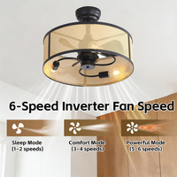 Ventilateur de plafond moderne à moteur DC avec lumière, 20 pouces, mini, économe en énergie, 6 vitesses, télécommande