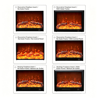 Cheminées électriques 3D, chauffage électrique décoratif en acier avec flamme artificielle LED pour installation encastrée à domicile