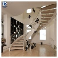 Escalier courbé en acier et bois Prima Modern Design pour intérieur commercial