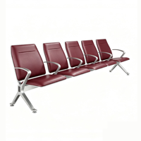 Chaise d'attente publique robuste 2-5 places avec coussin en PU souple, chaise d'aéroport en aluminium pour gare ferroviaire et banque