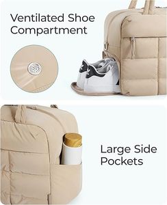Wholesale Factory Custom Waterproof Soft Nylon Fluffy Quilted Gym Handbag Outdoor Puffer Travel Tote <b>Bag</b> with Shoe <b>Compartment</b> - Product Image 4