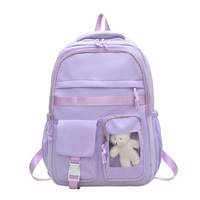 Sac à dos scolaire mignon en nylon pour adolescentes, multi-poches, grande capacité, léger, pour voyages, étudiants, ordinateur portable et livres