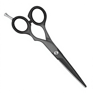 Ciseaux de coiffure professionnels noirs avec vis de tension réglable et repose-doigts amovible - Product Image 6