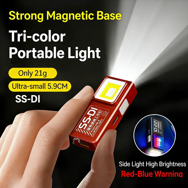 Mini COB LED Flashlight USB C Rechargeable Powerful Work Light with Clip Magnet Waterproof EDC Camping Walking Pocket Lamp