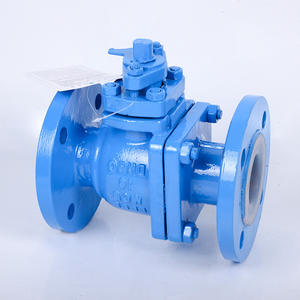 วาล์วบอลแบบแมนนวลเคลือบเหล็กหล่อและ PTFE ทนกรดด่าง พร้อมหน้าแปลนเหล็กกล้าคาร์บอน ทนการกัดกร่อนจากกรดด่าง - Product Image 1