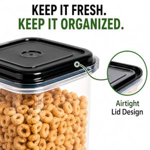 Bocaux de conservation en plastique de qualité alimentaire - Ensembles de différentes tailles, hermétiques et empilables, pour produits secs, pâtes, céréales, aliments séchés et snacks, pour le rangement en cuisine - Product Image 3
