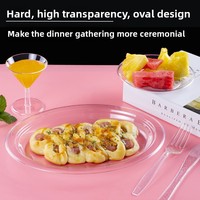 Assiettes jetables en plastique rigide épaissi, transparentes, en PS, qualité aviation, style cristal, luxe, personnalisables pour mariage