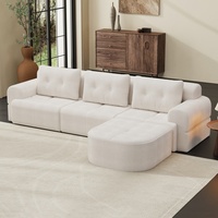 Canapé modulaire OEM avec chaise longue, structure entièrement en mousse, revêtement texturé tissé, canapé moderne surdimensionné pour salon