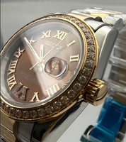 Montre à mouvement NH05, montre en or rose avec calendrier et jour de la semaine, matériau en acier inoxydable 904L, cadran serti de diamants, montre pour femme, boîtier de 31 mm