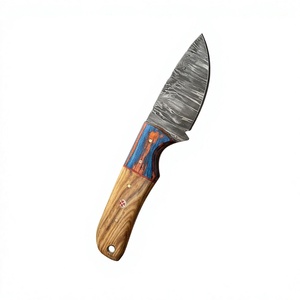 Cuchillo de hoja fija Drop Point de acero de Damasco forjado con mango de madera Pakka azul, personalizable para caza, camping y supervivencia, 3 años de garantía, 58-60 - Product Image 3