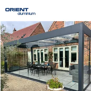 aluminum patio glass pavilion outdoor System Aluminum Pergola Gazebo With Adjustable Roof Louvers