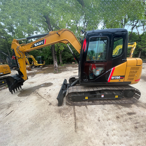 Sany SY75C Excavator Heavy Duty Construction <b>Machinery</b> Yellow Black Color Track 6.1 Ton 0.21m Bucket Capacity Yanmar Engine 36kW - Product Image 2