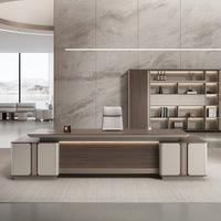 KERIOR 20a28 Ensemble Table et Chaise de Bureau de Direction Luxe Léger, Design Minimaliste Moderne, MDF, Quincaillerie de Haute Qualité