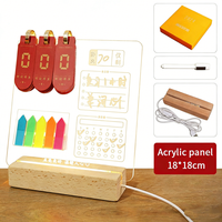 Calendrier de bureau en acrylique personnalisable, tableau de messages effaçable avec lumière nocturne lumineuse, décoration de calendrier lumineux