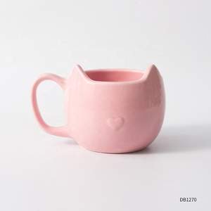 Wholesale Custom pink <strong>Cute</strong> <strong>Mugs</strong> Girlwill Porcelain Gift Cup Big Belly Novelty Ceramic Cat Lover Coffee Tea <strong>Mug</strong> with Golden Ear - Product Image 6