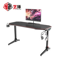 Bureau de jeu moderne en métal convertible, en forme de I, avec éclairage RGB, pour joueurs - Vente chaude