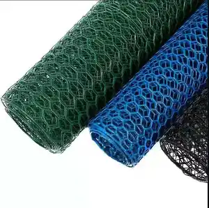 Prezzo più basso Cina fabbrica diretta pvc rivestito rete metallica esagonale verde maglia di filo di pollo di plastica