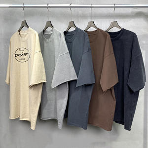 Personalizable 100% algodón lavado con ácido Vintage Camiseta de gran tamaño para los hombres de alta calidad estilo de piedra en blanco - Product Image 4